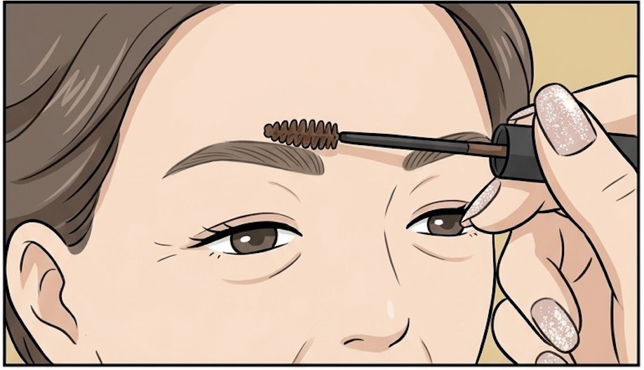 眉毛全体の毛流れをしっかりと整えてベースを作る